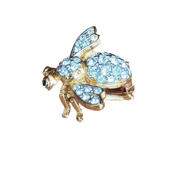 Vintage Joan Rivers Clear Rhinestone Gold Tone Bee Pin - Picture 6 of 9